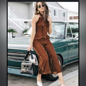 Anthropologie Kristinit Velvet Jumpsuit